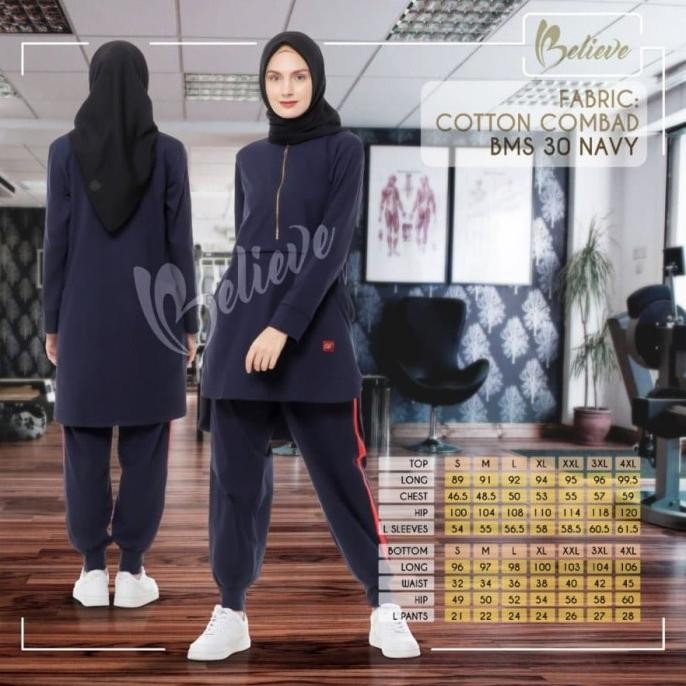 Murah Baju Olahraga Muslimah + Believe Bms 30 + Setelan Olahraga Original