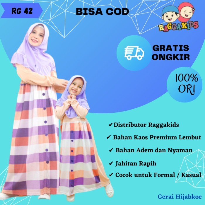 JR325 GAMIS ANAK KAOS ORI RAGGAKIDS TERBARU RG 42 UNGU ( 1-13TH ) DISKON