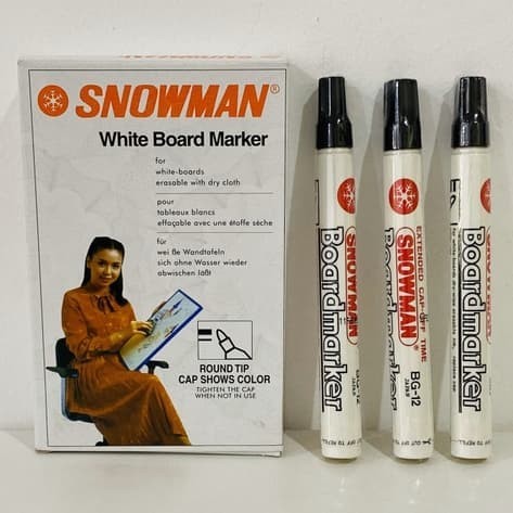 

SPIDOL SNOWMAN WHITE BOARD MARKER NO.BG-12 TINTA HITAM / 1 BOX 12 PCS