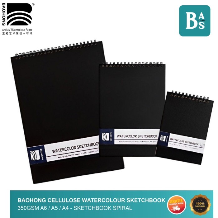 

Watercolour Sketchbook Baohong Cellulose 350gsm A6 / A5 / A4