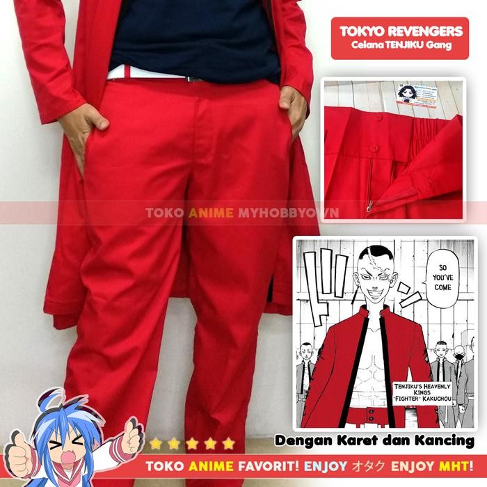 Celana Tenjiku Izana Kurokawa Tokyo Revengers Yokohama Gang Anime Cosplay Merah