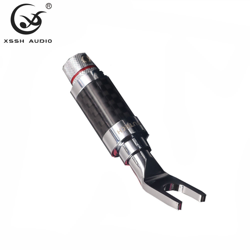 VANE Y Shape Spade Banana Plug XSSH OEM Hifi Pure Copper Rhodium Plated Fork AMP Speaker Cable 6.8mm