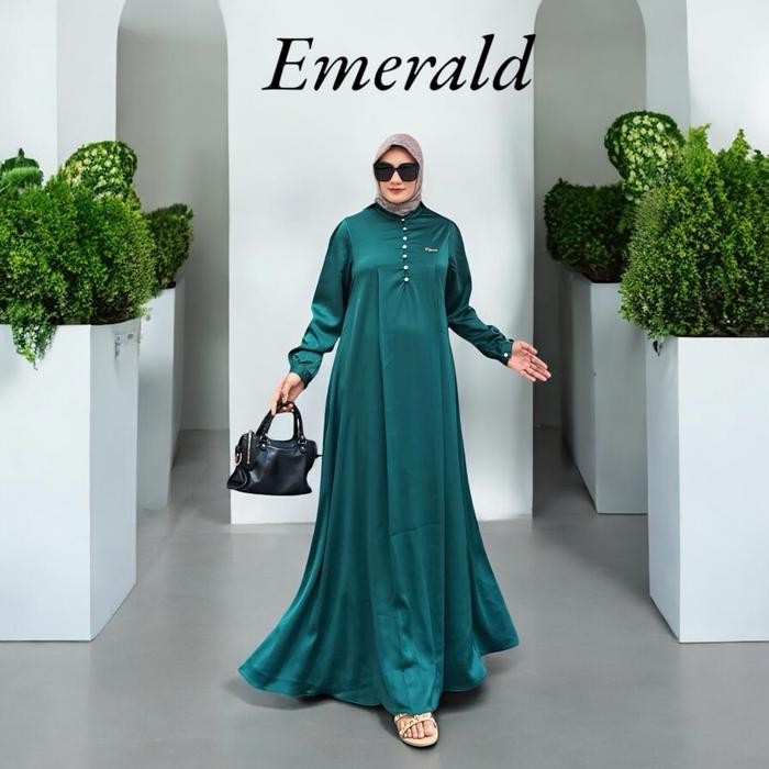 Bamboo Silk Jasmen Dress Gamis Wanita Elegan Gaun Simple Kondangan Muslim