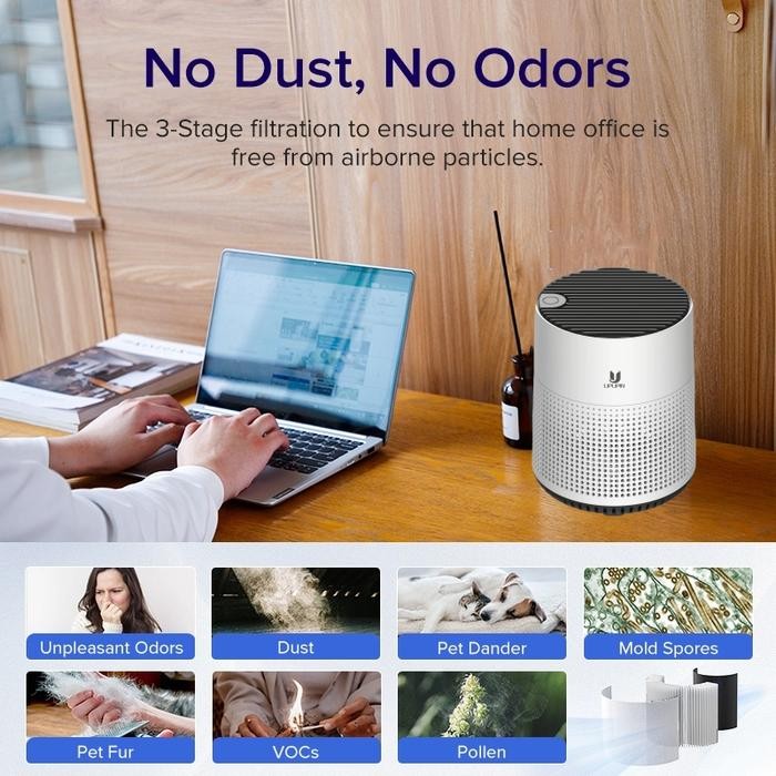 UPUPIN Compact Pembersih Udara Dual HEPA Filter H13 - Air Purifier Putih 2 Tahun Garansi Resmi