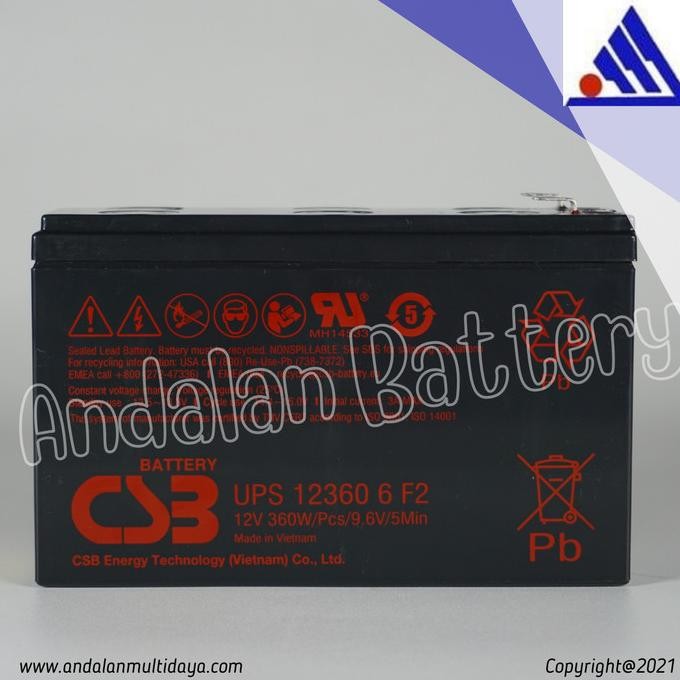 Baterai Csb Ups 12360-6 / 12V 6,5Ah 100% Asli