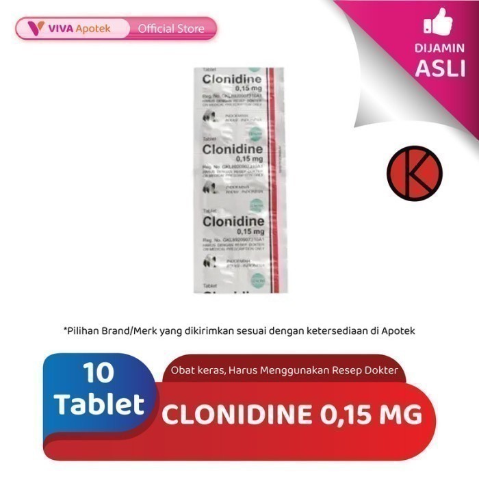Clonidine 0,15 mg / Hipertensi / Tekanan Darah Tinggi (10 Tablet)