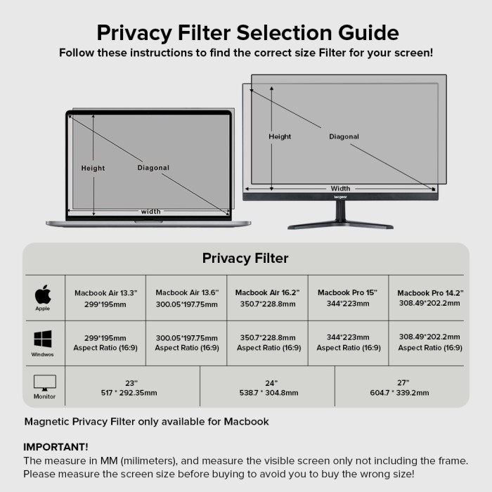 Filter Anti Spy Laptop - Layar Privasi - Anti Radiasi, Anti Blue Light