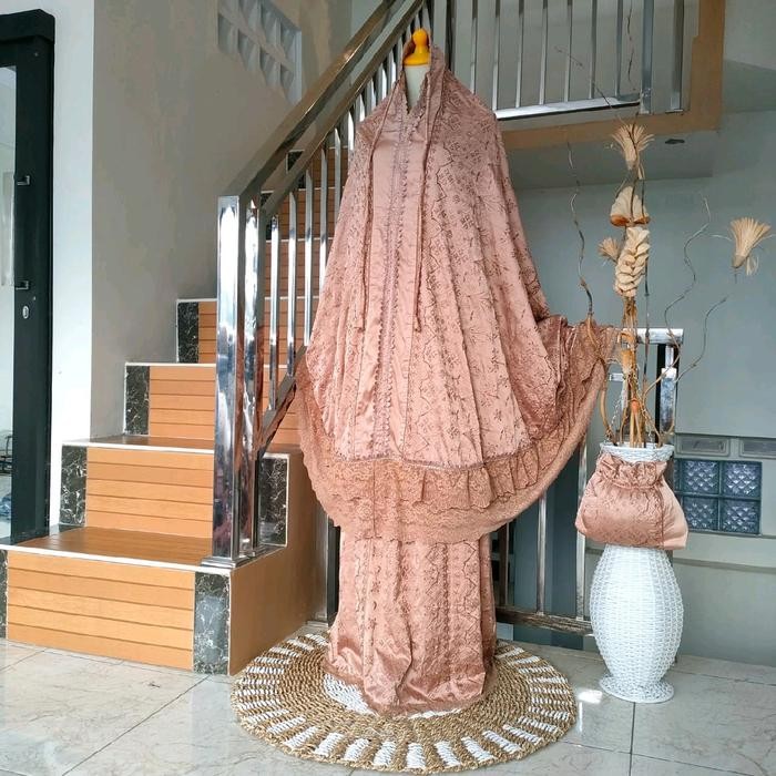 mukenah sutra paris renda mawar full bordir Bunga Mukena Mewah Cantik Kain Lembut Nyaman di pakai