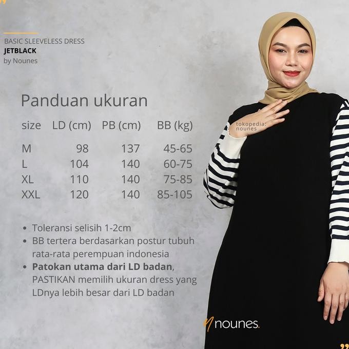 Jetblack Nounes Basic Sleeveless Dress Gamis Hitam Pekat Polos Wanita Best Seller