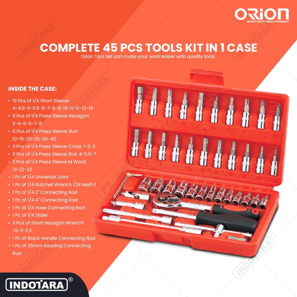 Hand Toolset / Tool Kit Set / Toolkit Toolbox Orion TR0051
