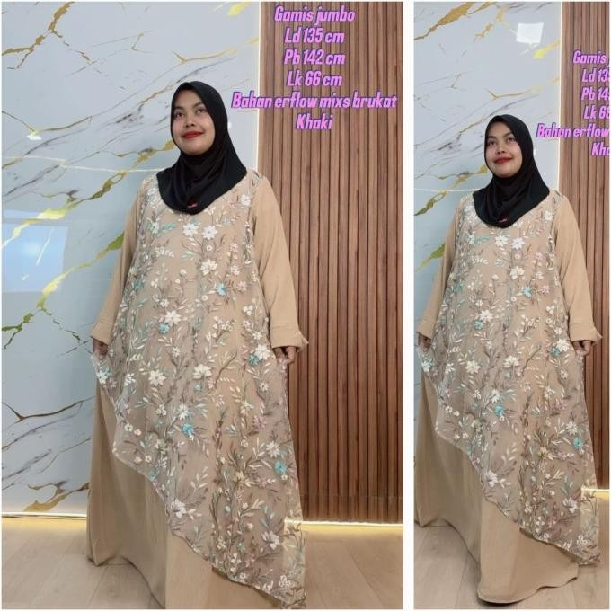 Gamis Brukat Super Jumbo Ld 130 Cm Model Terbaru Kekinian - Nadira Dress Best Seller