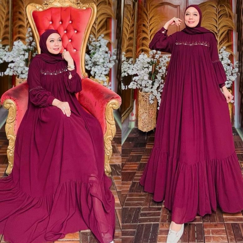 HK Gamis Muslim Wanita Aries dengan Hijab by OHC gamis Ibu  dan anak untuk  Usia 2-18 Tahun - Dewasa