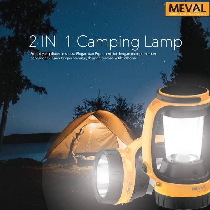 Grosir Meval 24 Led Camping Lamp + 3W Senter + Panel Surya - Putih