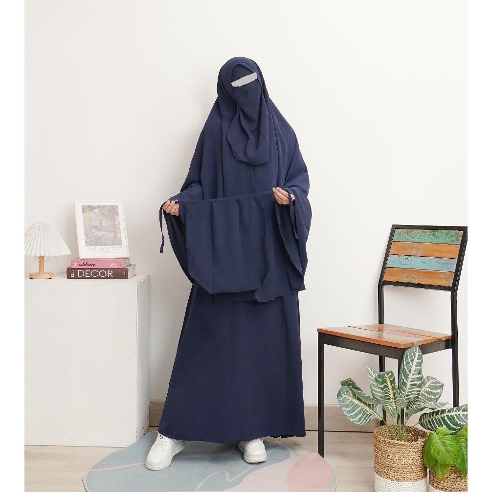 CR - Medina Set Gamis Syari Setelan Khimar dan Cadar Bahan Wolfis Lux Size S-XXL/ Gamis Syari Setela
