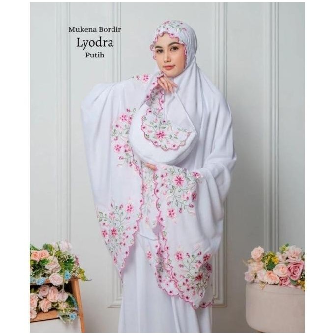 Miliki Mukena Dewasa Mewah Rayon Bordir Manual Timbul Lyodra