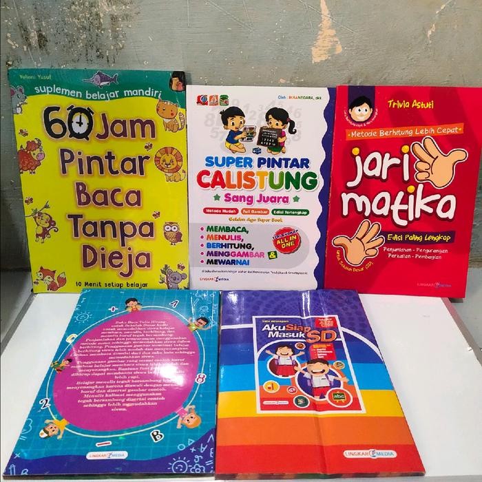 

Paket 5 Buku Anak 60 Jam Pintar Membaca,Jarimatika,Super Pintar Calistung,Aku Siap Masuk Sd,Baca