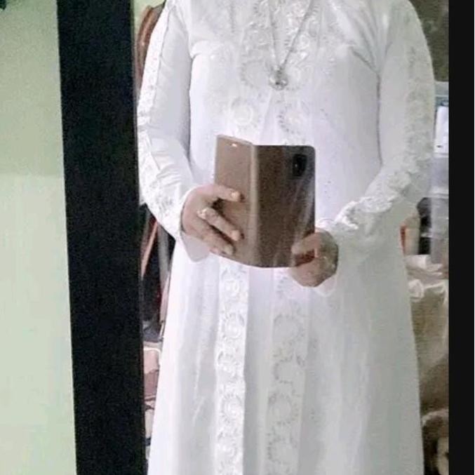 New Arrival, Terlaris Abaya Turkey Khusus Putih Bordir Kipas Gamis Muslim Wanita Turki Mewah Lembut