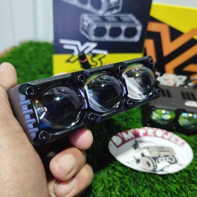 Ready  Duromoto X3 / Mini Projie 3 Mata / Lampu Tembak 3 Mata / Lampu Grill 150 Wat / Lampu Tembak W