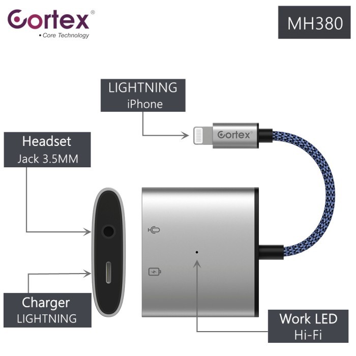 Cortex Splitter Iphone 2In1 Lightning To Jack Converter Original Ic