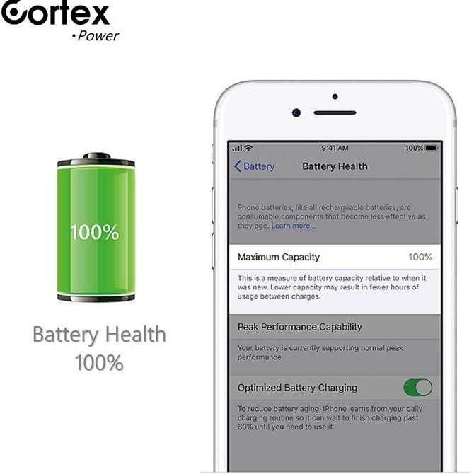 Cortex Power Baterai iPhone X / iPhone 10 Double Power IC High Capacity Batre Batrai Baterai Battery