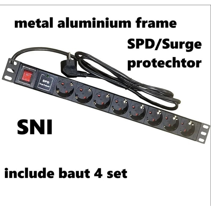 PDU 8 port Rackmounted 19inch 1U power distribusi unit
