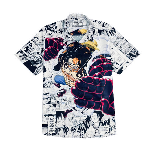 Baju kemeja anime one piece luffy gear besar big size lengan pendek