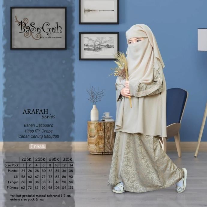 Promo, Ar 03 Baju Muslim Gamis Anak Set Cadar Yaman Basegeh Gold