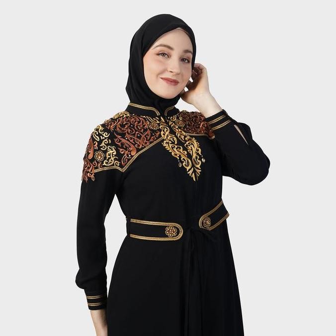 Hot Sale, Hikmat A3025 - Gamis Abaya Golden Crest