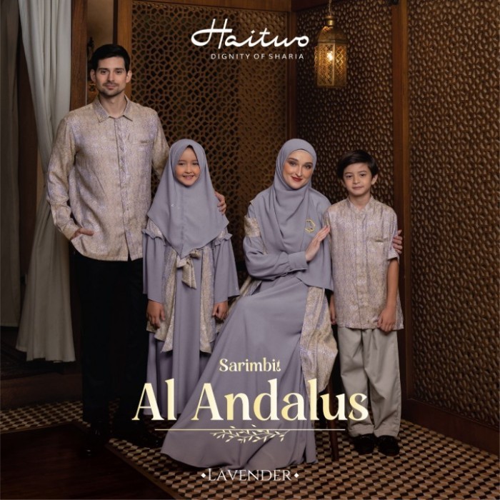 Baju Sarimbit Keluarga Couple Syari + Haitwo AL ANDALUS LAVENDER