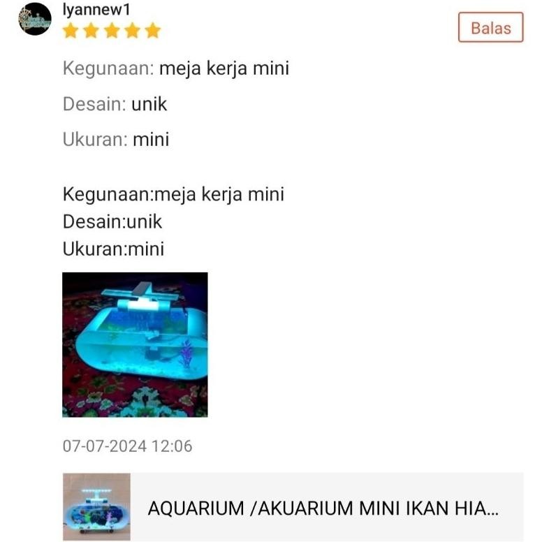 COD AQUARIUM /AKUARIUM MINI IKAN HIAS FULLSET LAMPU LED DAN ACCESORIES Do86