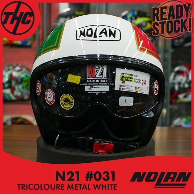 BEBAS ONGKIR - NOLAN HELMET N21 031 CLASSIC TRICOLORE METAL WHITE