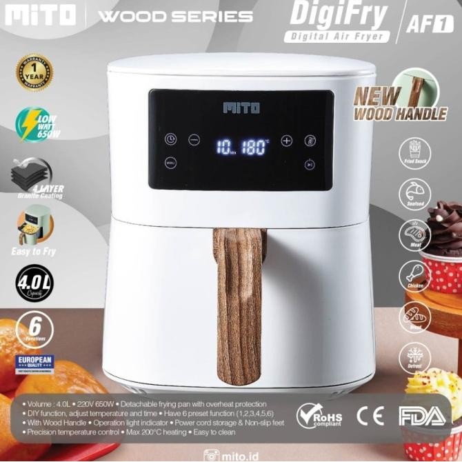 Grosir New Mito Air Fryer Digital 4 Liter Af1 Wood Handle Deep Fryer Mito