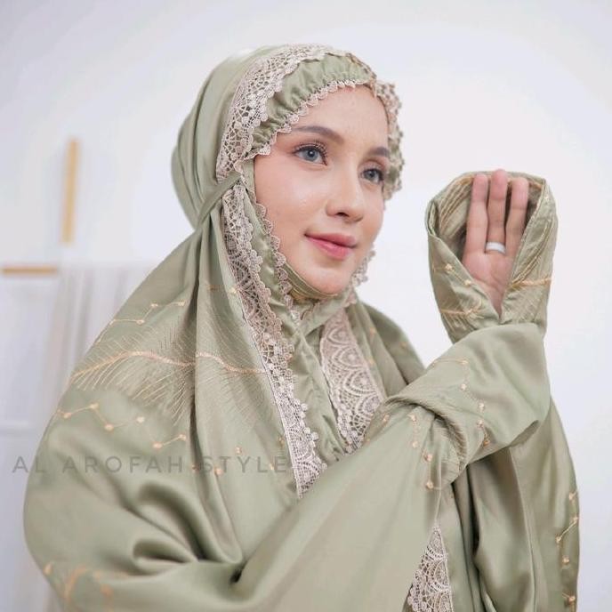 Terjangkau Mukena Terusan Dewasa Arsyila Sutra Premium Mewah Bordir