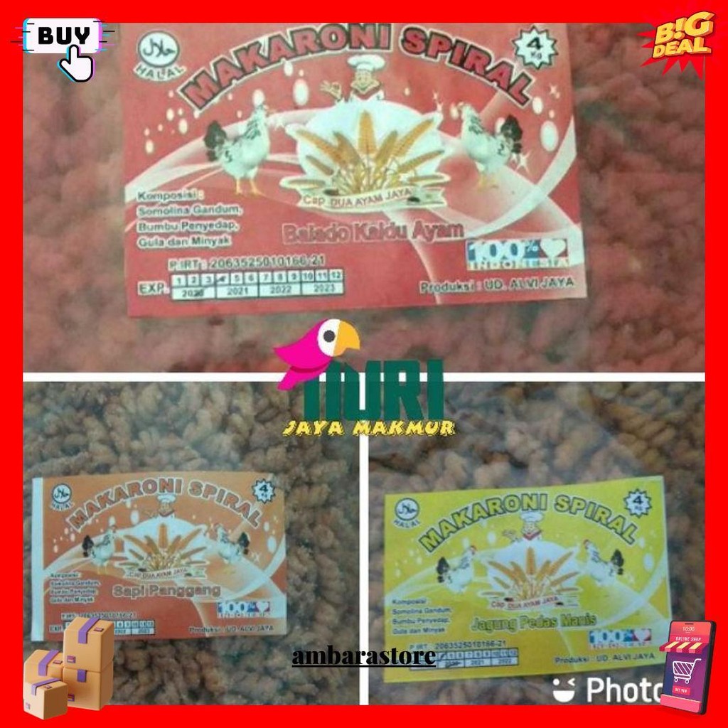 

Makaroni Spiral /Fusili 1Kg Aneka Rasa Gratis Ongkir