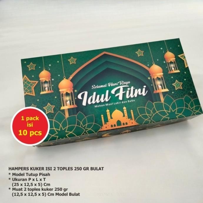 

Limited NEW Box Lebaran isi 2 Toples 250 gr Dus Cake Packaging Hampers Idul Fitri Lebaran