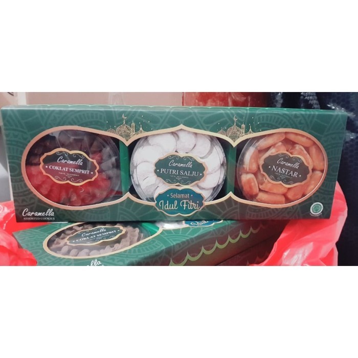 

New! Parcel Kue Lebaran/Idul Fitri Hampers 3 Toples CARAMELLA - Free Kartu Idul Fitri