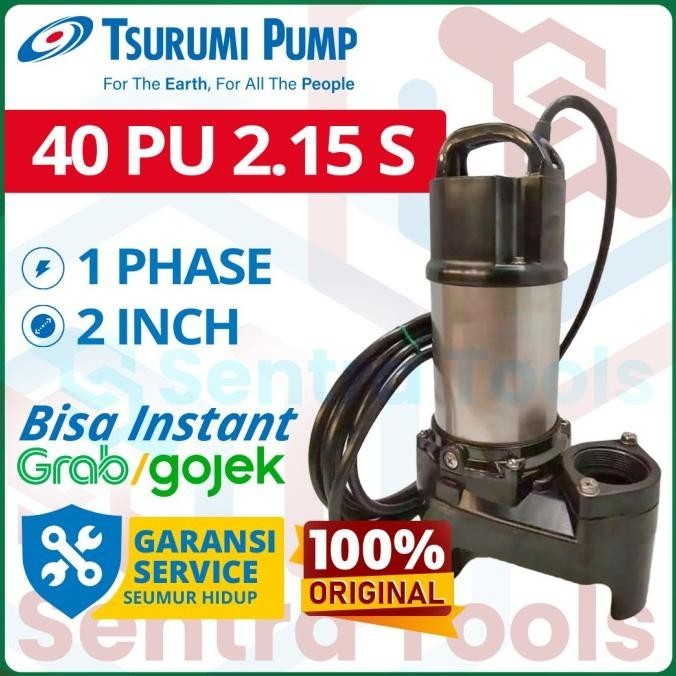 Pompa Celup Tsurumi 40Pu2.15S Pompa Kolam Ikan Submersible Landscape Air Terjun Kolam Ikan Akuakultu