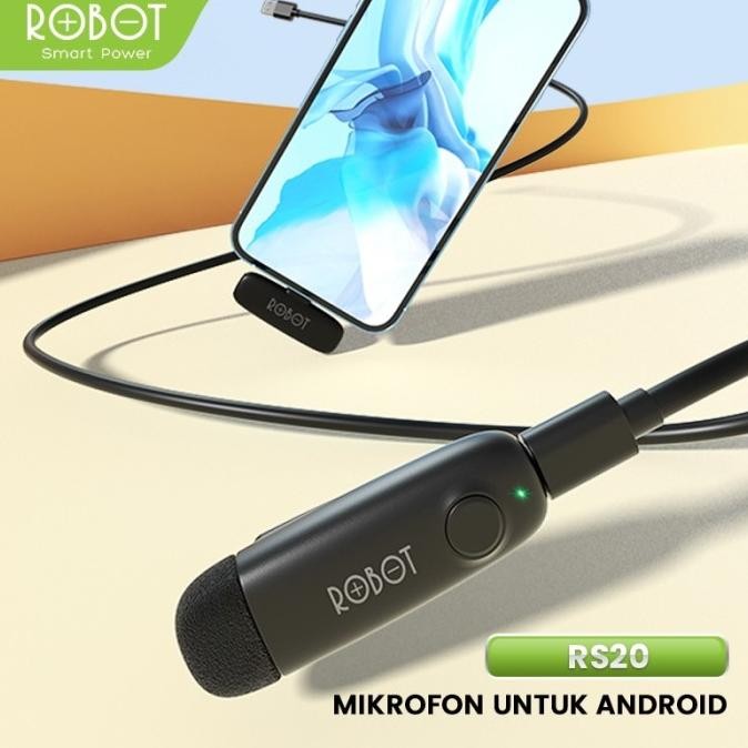 Robot Rs20 Wireless Microphone Bluetooth 5.1 Clip On Jepit Type C