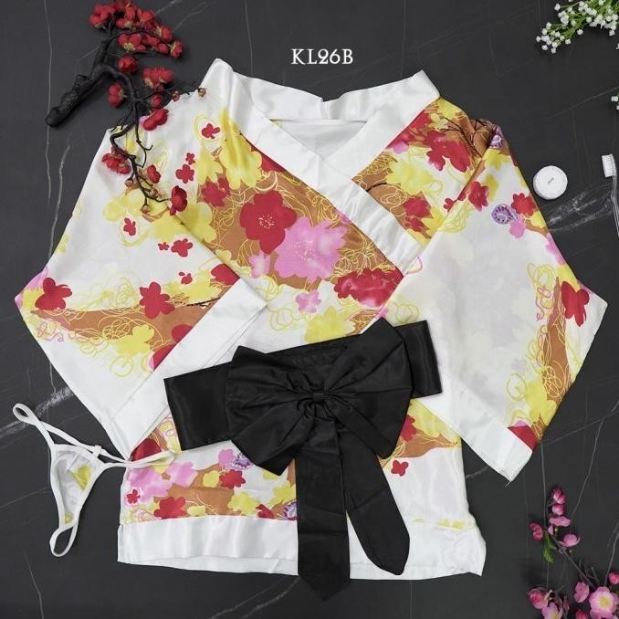 

Set Kimono Tidur Seksi Jepang Lingerie Sexy Night Costume Putih Kl26B Original