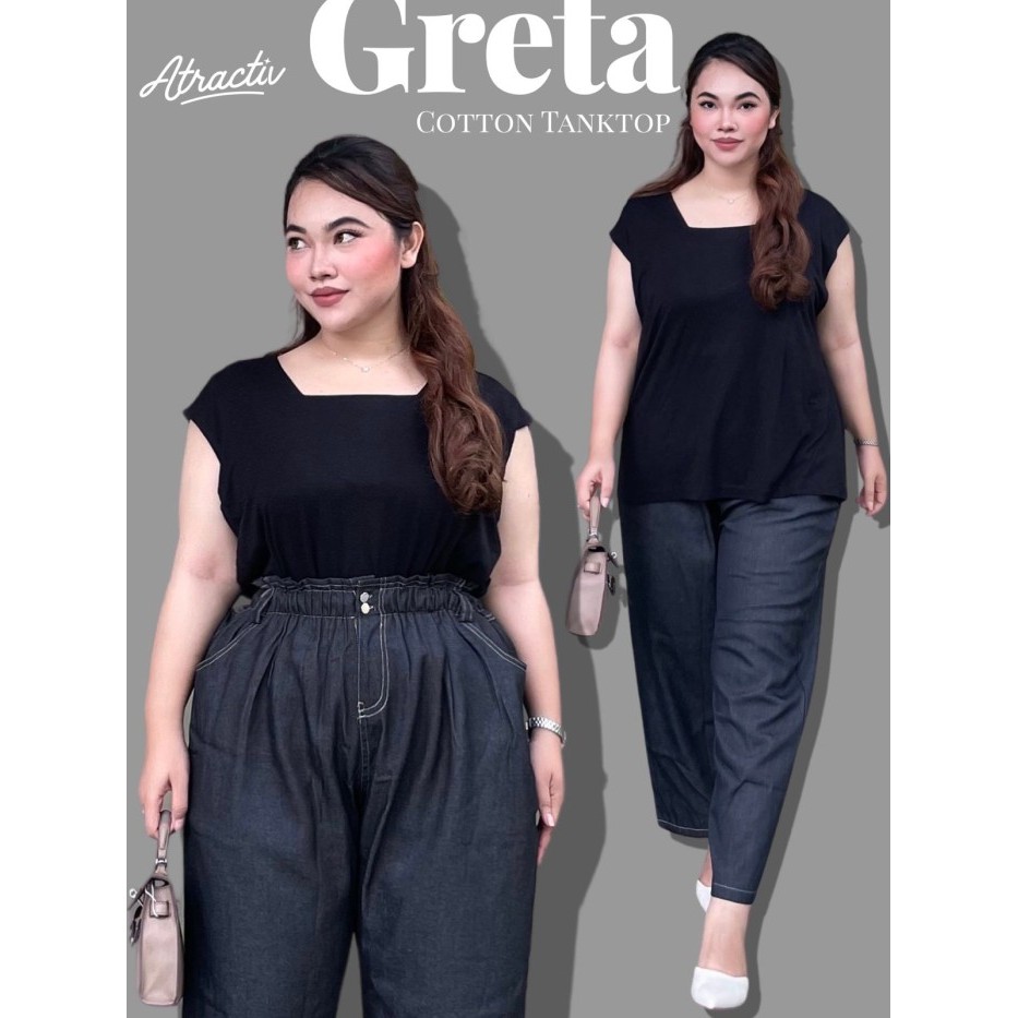 ATRACTIV Tanktop Kaos Jumbo Fit LD150 Tanktop Kaos Stretch Greta