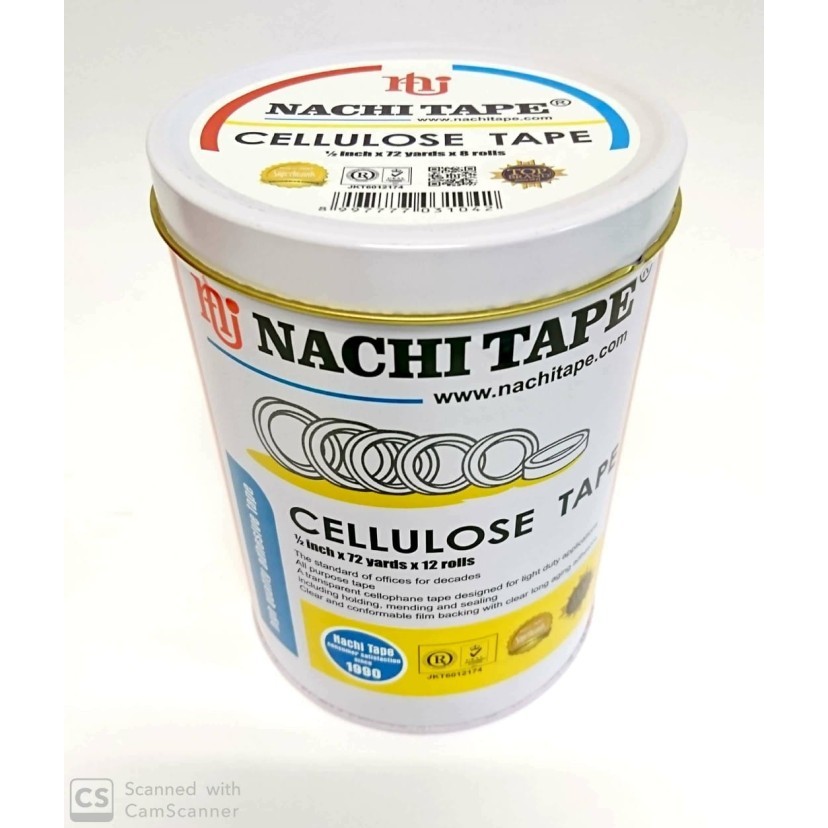 

(12 PCS) CELLULOSE TAPE CELLO NACHI 1/2 INCH 12MM X 72YARD SELOTIP