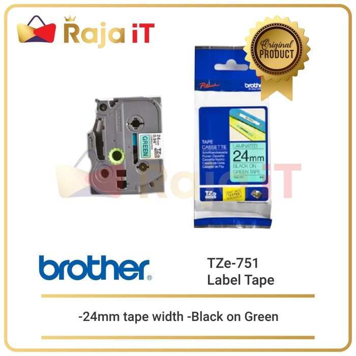 

Sale Brother Label Tape Tze 751 24Mm Black On Green