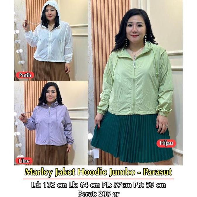 Grosir Fina Bigsize - (Marley Jacket Hoodie Parasut) Jacket Hoodie Wanita Jumbo Bigsize