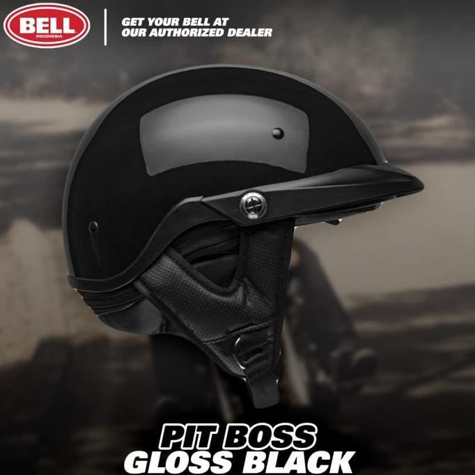 // Helm Bell Pit Boss Gloss Black Open Face Cruiser //
