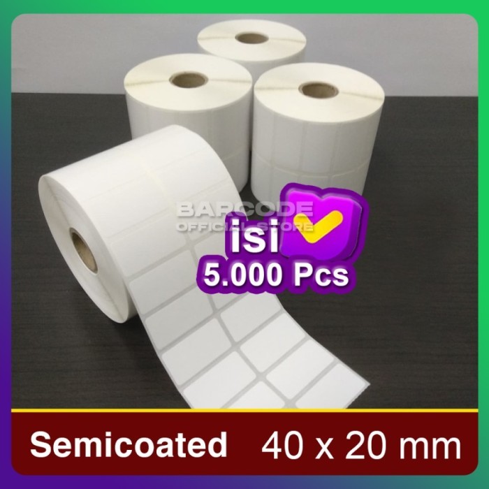 

LABEL STIKER SEMICOAT 40X20MM / 40 X 20 / 40X20 MM 2 LINE (1 SLOP)