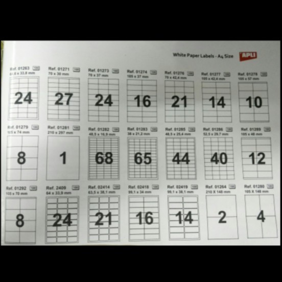 

APLI LABEL A4 105 X 148 MM 400 LABEL REF 01280 (IMPORT)