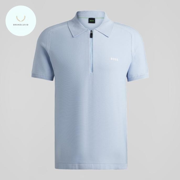 Murah Hugo Boss Zayno Zip Neck Polo Sweater Kentucky Blue