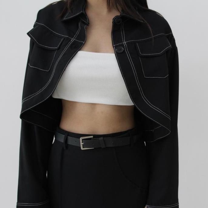 Grosir Demi Crop Blazer - Atasan Crop Outer Blazer Wanita Luaran Top Murah Baju Lengan Tangan Panjan