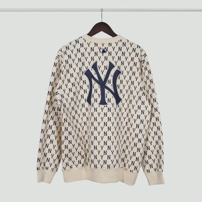 Grosir Crewneck Sweater Mlb Monogram Cream Ny Logo