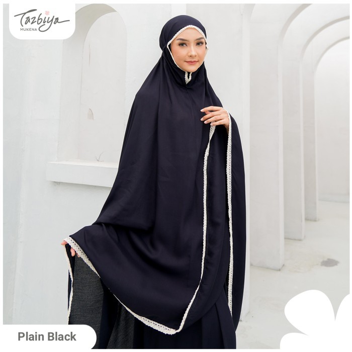 Mukena Tazbiya Renda Plain Black Allsize